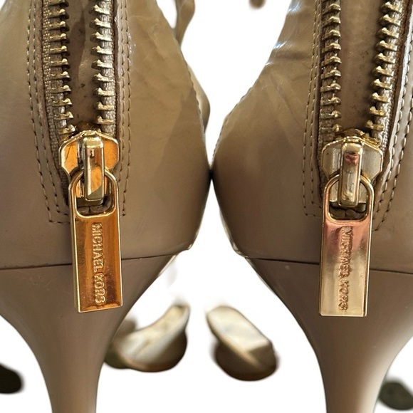 Michael Kors strappy peep toe stilettos in sand coloured patent leather - Picture 7 of 15